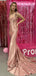 Classy Dusty Rose Satin Prom Gown Floral Strap Corset Bodice Long Train Formal Dress,WGP2049