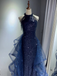 Shiny Blue Halter Mermaid Long Prom Dress Ideas, Evening Party Dresses,WGP1751