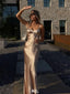 Sexy Champange Spaghetti Strap Mermaid Long Prom Dress Ideas, Evening Party Dresses,WGP1762