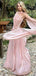 Elegant Pink One-Shoulder A-Line Long Prom Dress Ideas, Evening Party Dresses,WGP1747