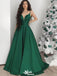 Elegant Green Spaghetti Strap A-Line Party Prom Dresses,Evening Dress Online, WGP811