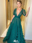 Elegant Green V-Neck A-Line Party Prom Dresses,Evening Dress Online, WGP812