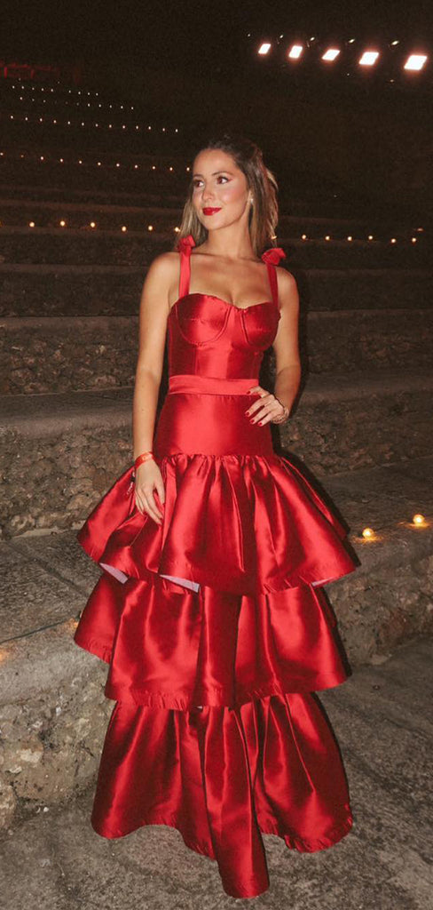 Cute Red Sweetheart A-Line Ruffle Party Prom Dresses,Evening Dress Online, WGP813