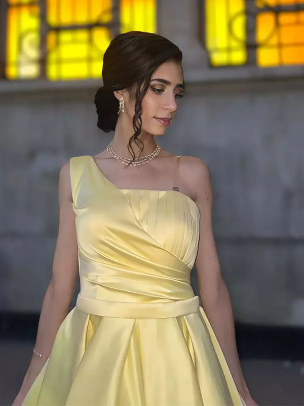 Elegant Yellow Sweetheart One shoulder A-Line Party Prom Dresses,Evening Dress Online, WGP829