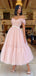 Elegant Pink A-Line Off-shoulder Popular Long Evening Dresses, Formal Dresses, Birthday Party, WGP566