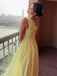 Elegant Yellow Pleats One shoulder A-Line Party Prom Dresses,Evening Dress Online, WGP830