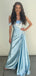 Elegant Baby Blue Off Shoulder Lace Mermaid Party Prom Dresses,Evening Dress Online, WGP832