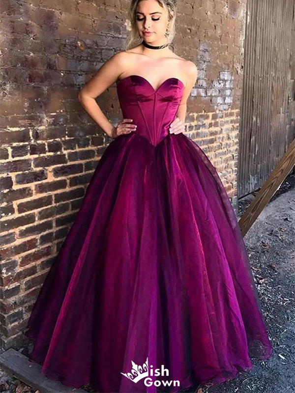 Elegant Purple Sweetheart A-line Strapless Sleeveless Party Prom Dresses,Evening Dress Online, WGP836