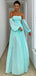 Elegant Baby Blue Off Shoulder A-line Side Slit Party Prom Dresses,Evening Dress Online, WGP834