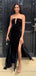 Elegant Black Halter A-line Side Slit Sleeveless Party Prom Dresses,Evening Dress Online, WGP839