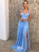 Sexy Blue Side Slit Sweetheart Long Party Dress Prom Dresses,Evening Dress Online, WGP928