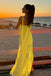 Unique Yellow Sweetheart Mermaid Side Slit Long Prom Dress Ideas, Evening Party Dresses,WGP1713