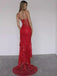 Sexy Red Spaghetti Strap Mermaid Lace Sleeveless Party Prom Dresses,Evening Dress Online, WGP861