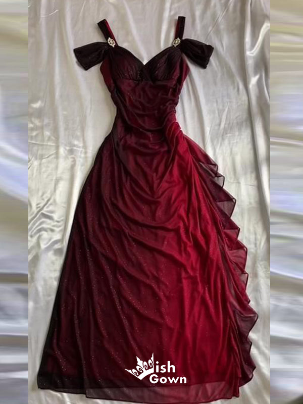 Elegant Burgundy Sweetheart Long Party Dress Prom Dresses,Evening Dress Online, WGP935