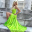 Elegant Light Green Mermaid Spaghetti Straps Side Slit Cheap Maxi Long Party Prom Gowns,Evening Dresses,WGP420