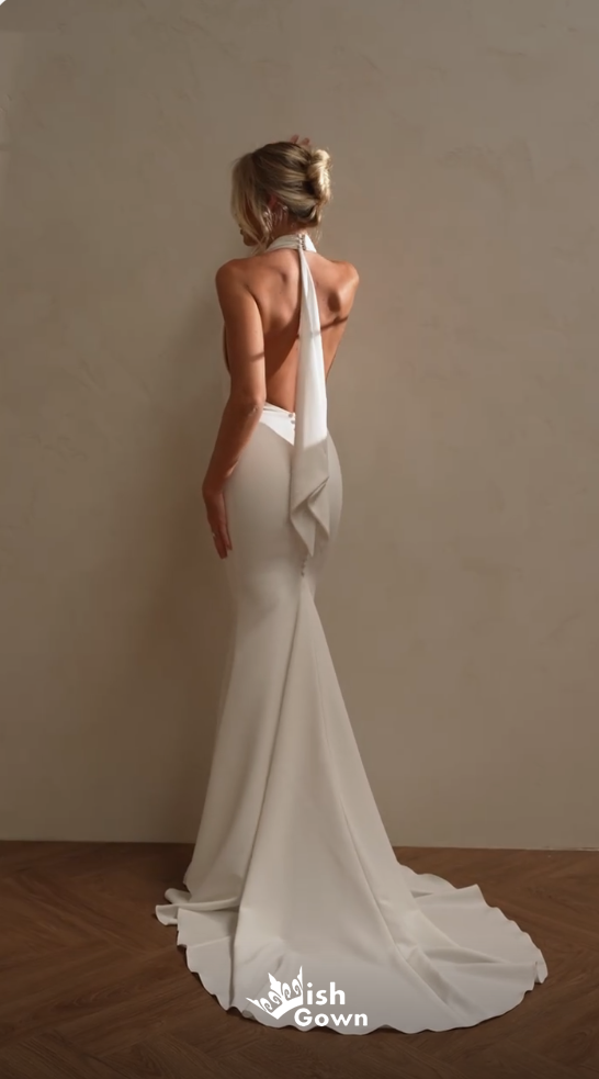 Gorgeous White Halter Mermaid Long Party Dress Prom Dresses,Evening Dress Online, WGP893