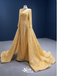 Gorgeous Yellow High Neck Long Sleeves A-line Lace up Back Party Dress Long Prom Dresses to Impress, WGP952