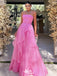 Elegant Pink A-Line Strapless Ruffle Popular Long Evening Dresses, Formal Dresses, Birthday Party, WGP579