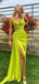 Gorgeous Lime Green Mermaid Cowl Side Slit Popular Long Evening Dresses, Formal Dresses, Birthday Party, WGP590