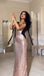 Sparkly Pink V-Neck Mermaid Long Prom Dress Ideas, Evening Party Dresses,WGP1952