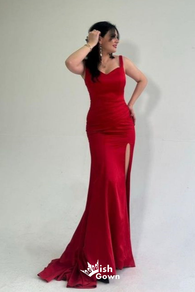 Sexy Red Sweetheart Mermaid Long Party Dress Prom Dresses,Evening Dress Online, WGP894