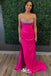 Hot Pink Strapless Sweetheart Beaded Sheath Long Party Dress Prom Dresses,Evening Dress Online, WGP895