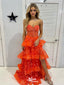 Gorgeous Orange A-Line Sweetheart Side Slit Popular Long Evening Dresses, Formal Dresses, Birthday Party, WGP584