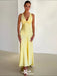 Elegant Yellow V Neck Sheath Long Party Dress Prom Dresses,WGP1007