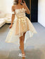 Elegant White Off-Shoulder High-Low A-Line Popular Cheap Short Homecoming Dresses, EPT200