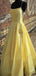 Yellow Elegant Spaghetti Straps A-Line Flower Long Evening Dresses, Formal Dresses, WGP525