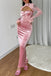 Sexy Pink Velvet Long Sleeve Mermaid Long Prom Dress Ideas, Evening Party Dresses,WGP1754