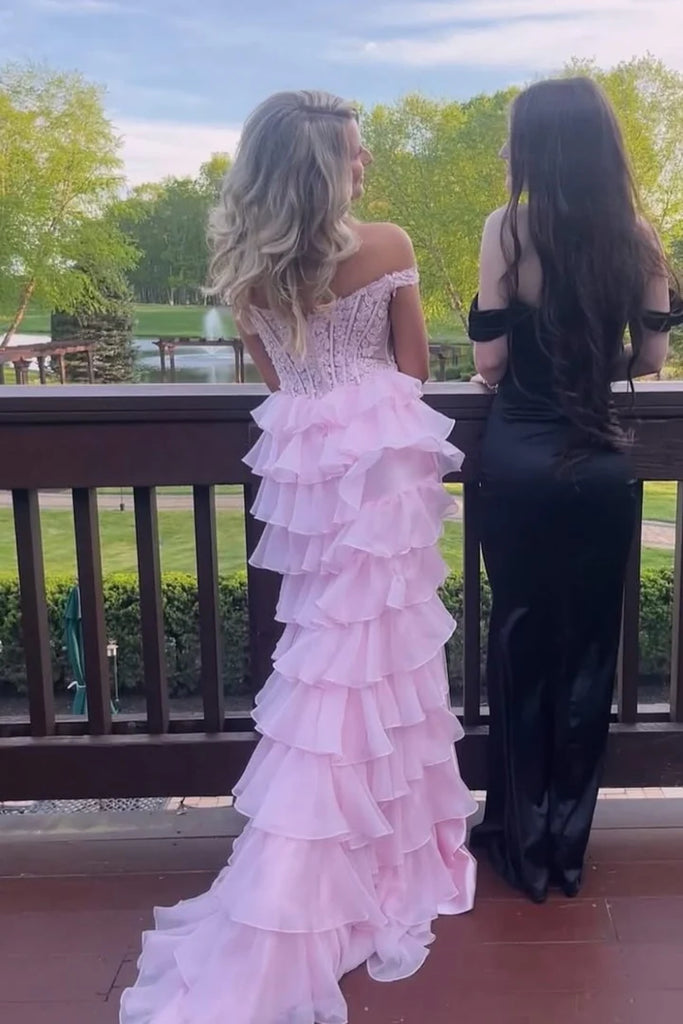 Elegant Floral Pink Off Shoulder Mermaid Long Prom Dress Ideas, Evening Party Dresses, WGP2038