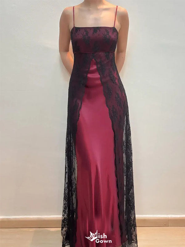 Elegant Red Spaghetti Strap Mermaid Long Prom Dress Ideas, Evening Party Dresses,WGP1664