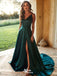 Elegant Green A-Line Strapless Side Slit Popular Long Evening Dresses, Formal Dresses, Birthday Party, WGP596