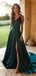 Elegant Green A-Line Strapless Side Slit Popular Long Evening Dresses, Formal Dresses, Birthday Party, WGP596