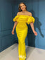 Unique Yellow Mermaid Off-shoulder Popular Long Evening Dresses, Formal Dresses, Birthday Party, WGP599