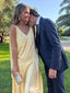 Casual V-neck A-line Long Prom Dress Ideas, Evening Party Dresses,WGP1391