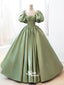 Sexy Green Bubble Sleeves A-line Lace up Back Party Prom Dresses,Evening Dress Online, WGP872