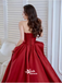 Sexy Red Strapless A-line Lace up Back Party Prom Dresses,Evening Dress Online with Pleats, WGP873