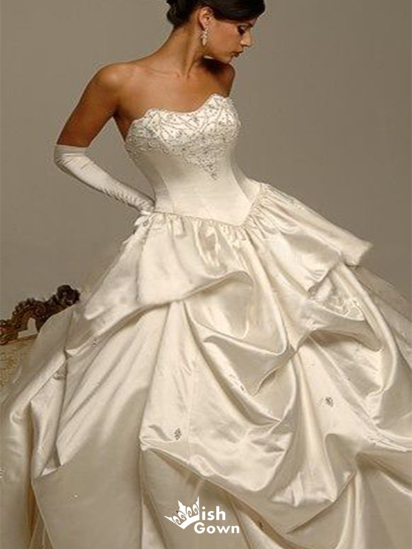 Romantic Sweetheart Ball Gown Sleeveless With Trailing Flower Lace Popular Bridal Long Wedding Dresses, WDH152