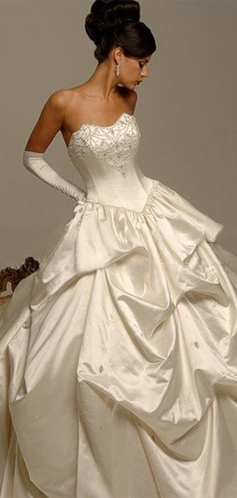 Romantic Sweetheart Ball Gown Sleeveless With Trailing Flower Lace Popular Bridal Long Wedding Dresses, WDH152