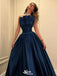 Elegant Blue A-Line Scalloped Popular Long Evening Dresses, Formal Dresses, Birthday Party, WGP618