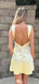 Casual Spaghetti Strap V-neck Sheath Short Mini Homecoming Dress,EPT340