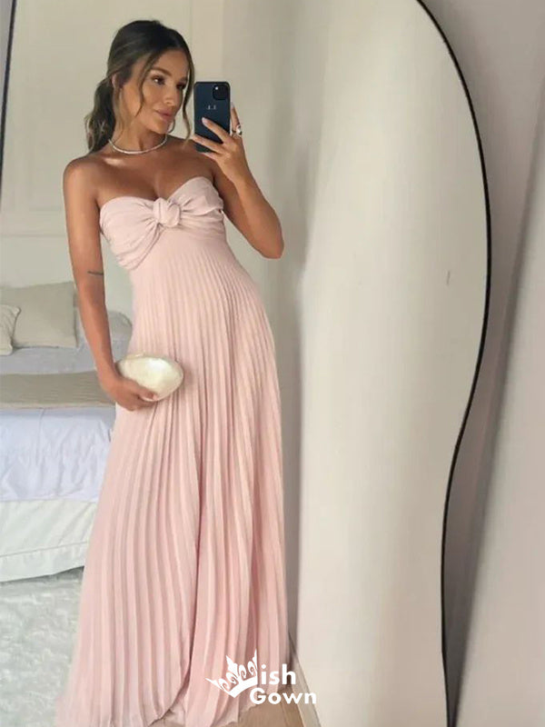 Elegant Light Pink Strapless Sweetheart A-line Long  Party Dress Prom Dresses,Evening Dress Online, WGP879