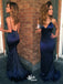 Fascinating Blue Mermaid Spaghetti Strap Backless Sleeveless with Trailing,Evening Dresses for Women,WGP521