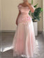 Elegant Pink Off-Shoulder A-Line Long Prom Dress Ideas, Evening Party Dresses,WGP1837