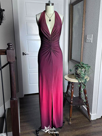 Unique Red V-Neck Mermaid Long Prom Dress Ideas, Evening Party Dresses,WGP1765