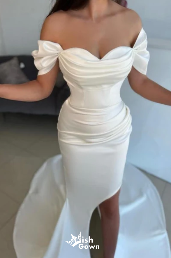 Stylish White Sexy Off the Shoulder Sweetheart Mermaid Long Party Dress Prom Dresses,Evening Dress Online, WGP880