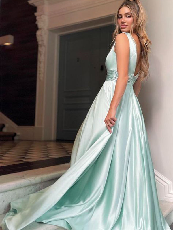 Gorgerous V-Neck A-Line Popular Long Evening Dresses, Formal Dresses, Birthday Party, WGP627