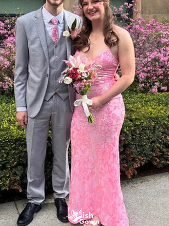 Casual Spaghetti Strap V-neck Mermaid Long Prom Dress Ideas, Evening Party Dresses,WGP1484